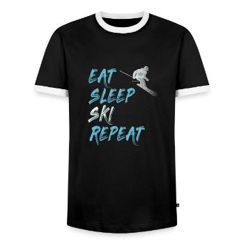 manger sommeil ski répéter cadeau de skis de sports d'hiver - T-shirt contrasté Homme - noir/blanc - Devant - AI Model Female 172 light (172cm) & AI Model Male 178 light (178cm)