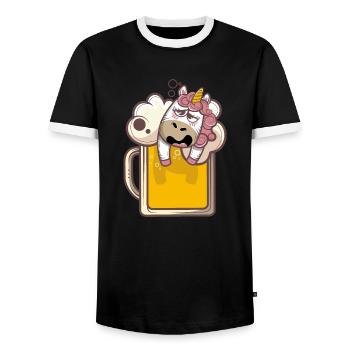 Unicorn beer Mallorca motto partner look party - Men's Ringer Shirt - black/white - Front - AI Model Female 172 light (172cm) & AI Model Male 178 light (178cm)