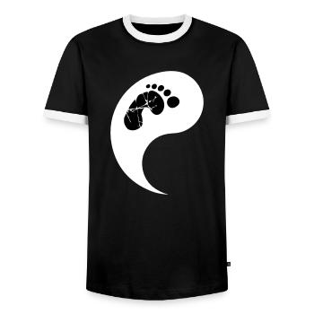 Weiße Baby Hälfte - Männer Kontrast-T-Shirt - Schwarz/Weiß - Vorne - AI Model Female 172 light (172cm) & AI Model Male 178 light (178cm)