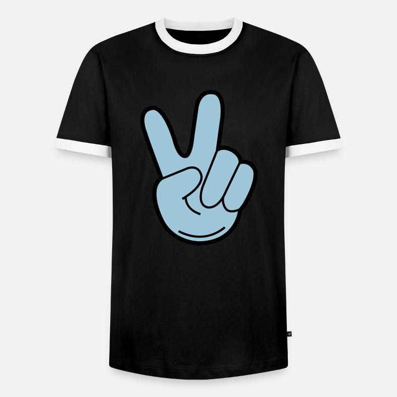 peace hand - Männer Kontrast-T-Shirt - Schwarz/Weiß