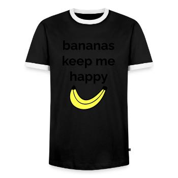 Bananas keep me happy - T-shirt contrasté Homme - noir/blanc - Devant - AI Model Female 172 light (172cm) & AI Model Male 178 light (178cm)