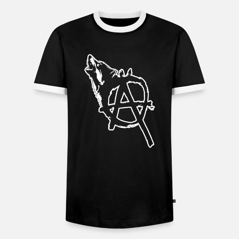 Anarchy Wolf - Men's Ringer Shirt - black/white