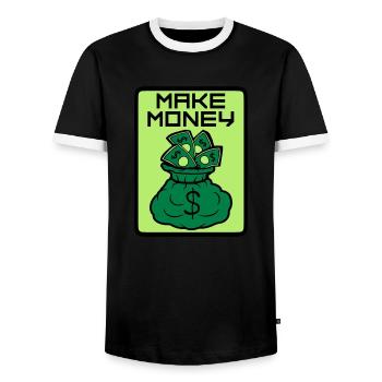 Bouclier Money Maker - T-shirt contrasté Homme - noir/blanc - Devant - AI Model Female 172 light (172cm) & AI Model Male 178 light (178cm)