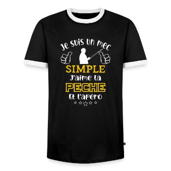 je suis un mec simple j'aime la pêche et l'apéro - T-shirt contrasté Homme - noir/blanc - Devant - AI Model Female 172 light (172cm) & AI Model Male 178 light (178cm)