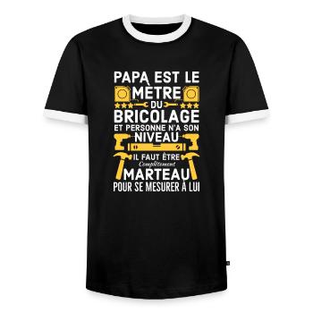 Humour papa bricoleur - T-shirt contrasté Homme - noir/blanc - Devant - AI Model Female 172 light (172cm) & AI Model Male 178 light (178cm)