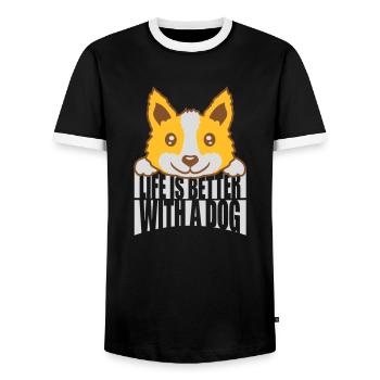better with a dog - Männer Kontrast-T-Shirt - Schwarz/Weiß - Vorne - AI Model Female 172 light (172cm) & AI Model Male 178 light (178cm)
