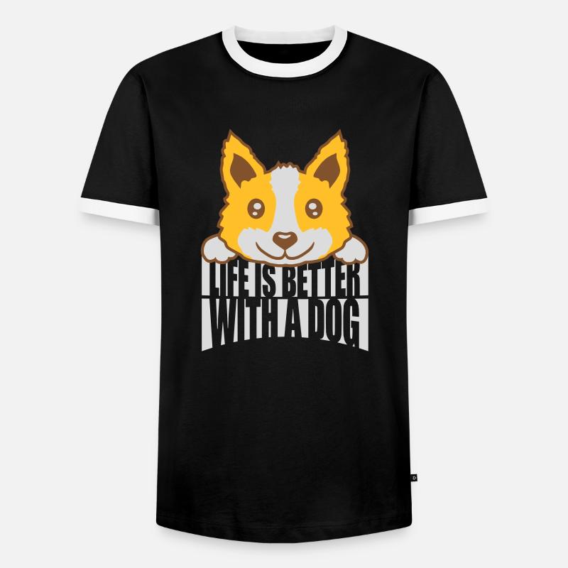 better with a dog - Men's Ringer Shirt - black/white