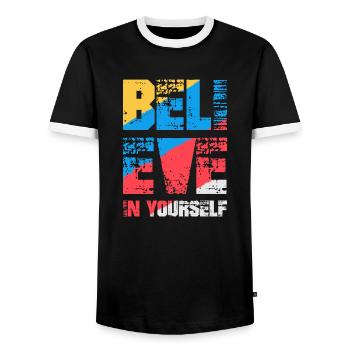Believe in yourself - Men's Ringer Shirt - black/white - Front - AI Model Female 172 light (172cm) & AI Model Male 178 light (178cm)