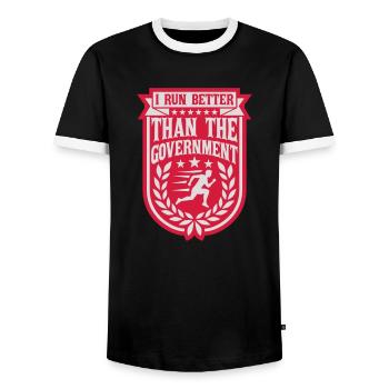 run better than government - Men's Ringer Shirt - black/white - Front - AI Model Female 172 light (172cm) & AI Model Male 178 light (178cm)