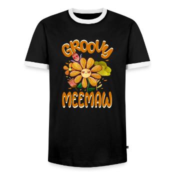 Groovy Meemaw Family Matching Vintage Family - Men's Ringer Shirt - black/white - Front - AI Model Female 172 light (172cm) & AI Model Male 178 light (178cm)
