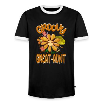 Groovy Great-Aunt Family Matching Vintage Family - Männer Kontrast-T-Shirt - Schwarz/Weiß - Vorne - AI Model Female 172 light (172cm) & AI Model Male 178 light (178cm)