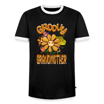 Groovy Grandmother Family Matching Vintage Family - Männer Kontrast-T-Shirt - Schwarz/Weiß - Vorne - AI Model Female 172 light (172cm) & AI Model Male 178 light (178cm)