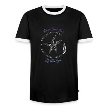 Karma Beach starfish purple blue - Men's Ringer Shirt - black/white - Front - AI Model Female 172 light (172cm) & AI Model Male 178 light (178cm)