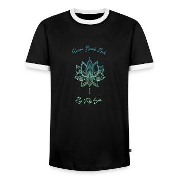 Blue lotus flower Karma Beach - Men's Ringer Shirt - black/white - Front - AI Model Female 172 light (172cm) & AI Model Male 178 light (178cm)