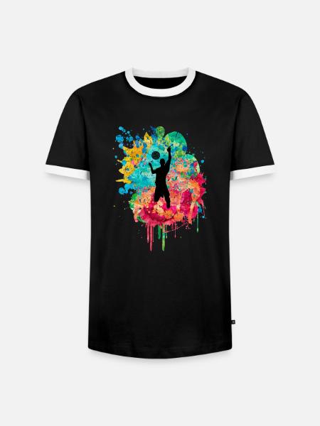 Volleyball Schmettern PopArt - Männer Kontrast-T-Shirt - Schwarz/Weiß