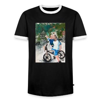Together/ Zusammen - Men's Ringer Shirt - black/white - Front - AI Model Female 172 light (172cm) & AI Model Male 178 light (178cm)