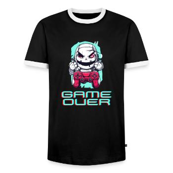 game over - Männer Kontrast-T-Shirt - Schwarz/Weiß - Vorne - AI Model Female 172 light (172cm) & AI Model Male 178 light (178cm)