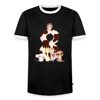 8-jähriges Jubiläum - achtes Jubiläum Tiere - Männer Kontrast-T-Shirt - Schwarz/Weiß - Vorne - AI Model Female 172 light (172cm) & AI Model Male 178 light (178cm)