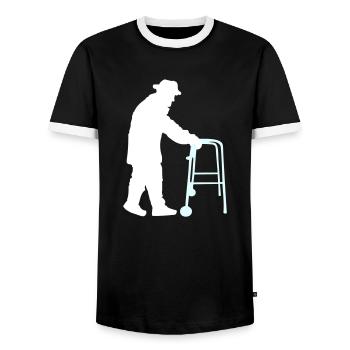 Retired Grandpa Grandpa Old Grandpa Walking Aid Hat Coat - Men's Ringer Shirt - black/white - Front - AI Model Female 172 light (172cm) & AI Model Male 178 light (178cm)