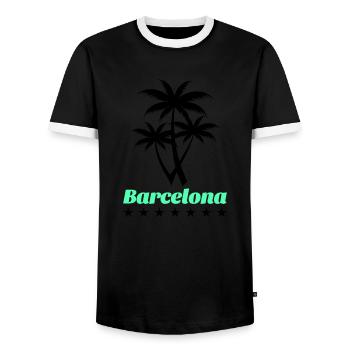 barcelona - Männer Kontrast-T-Shirt - Schwarz/Weiß - Vorne - AI Model Female 172 light (172cm) & AI Model Male 178 light (178cm)