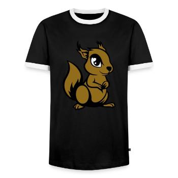 eichhörnchen comic tier - Männer Kontrast-T-Shirt - Schwarz/Weiß - Vorne - AI Model Female 172 light (172cm) & AI Model Male 178 light (178cm)