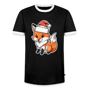 Fuchs Weihnachten Wasserfarben - Männer Kontrast-T-Shirt - Schwarz/Weiß - Vorne - AI Model Female 172 light (172cm) & AI Model Male 178 light (178cm)