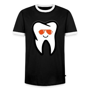 Tooth Sunglasses - Men's Ringer Shirt - black/white - Front - AI Model Female 172 light (172cm) & AI Model Male 178 light (178cm)