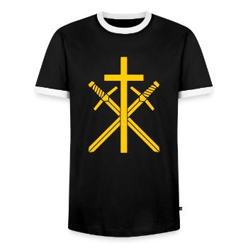 Croix et épées - T-shirt contrasté Homme - noir/blanc - Devant - AI Model Female 172 light (172cm) & AI Model Male 178 light (178cm)