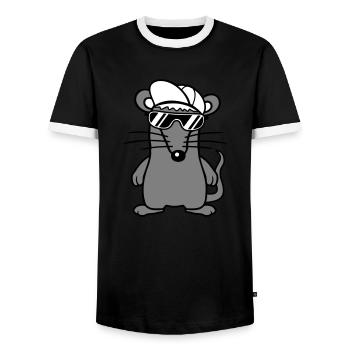 Maus Sonnenbrille Cool Cappy Mütze Hut Teenager - Männer Kontrast-T-Shirt - Schwarz/Weiß - Vorne - AI Model Female 172 light (172cm) & AI Model Male 178 light (178cm)