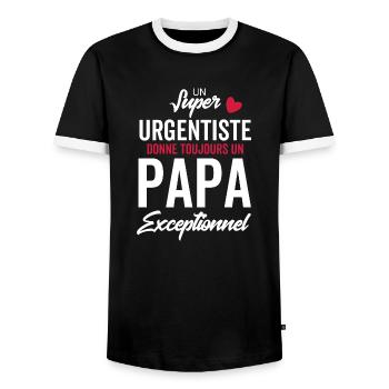 Papa und Notarzt / Ausnahme-Papa - Männer Kontrast-T-Shirt - Schwarz/Weiß - Vorne - AI Model Female 172 light (172cm) & AI Model Male 178 light (178cm)