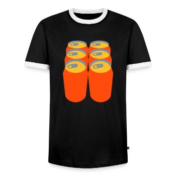 6pack - Men's Ringer Shirt - black/white - Front - AI Model Female 172 light (172cm) & AI Model Male 178 light (178cm)