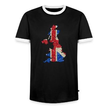 Grande carte Bretagne drapeau Glitter fierté locale - T-shirt contrasté Homme - noir/blanc - Devant - AI Model Female 172 light (172cm) & AI Model Male 178 light (178cm)