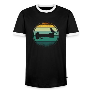 Nature photography | Long lens | Bird Before The - Men's Ringer Shirt - black/white - Front - AI Model Female 172 light (172cm) & AI Model Male 178 light (178cm)