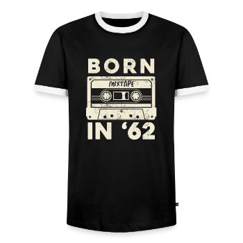 Geboren 1962 60. Geburtstag Sechzigster Geschenk - Männer Kontrast-T-Shirt - Schwarz/Weiß - Vorne - AI Model Female 172 light (172cm) & AI Model Male 178 light (178cm)
