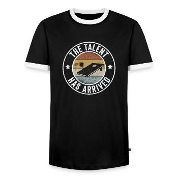 Cornhole, le talent est là - T-shirt contrasté Homme - noir/blanc - Devant - AI Model Female 172 light (172cm) & AI Model Male 178 light (178cm)