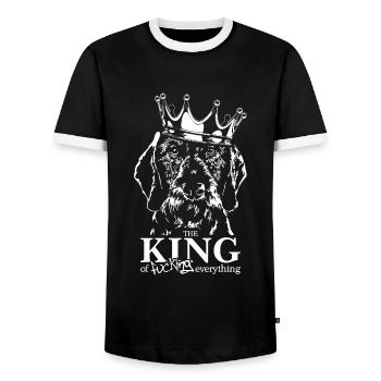 teckel à poil dur King Dog Saying Dogs Dog Wilsigns - T-shirt contrasté Homme - noir/blanc - Devant - AI Model Female 172 light (172cm) & AI Model Male 178 light (178cm)