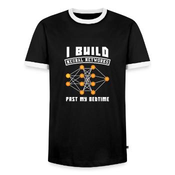Je crée des réseaux de neurones après mon coucher - T-shirt contrasté Homme - noir/blanc - Devant - AI Model Female 172 light (172cm) & AI Model Male 178 light (178cm)