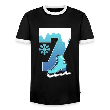 Schlittschuh Eislauf 6. Kindergeburtstag - Männer Kontrast-T-Shirt - Schwarz/Weiß - Vorne - AI Model Female 172 light (172cm) & AI Model Male 178 light (178cm)