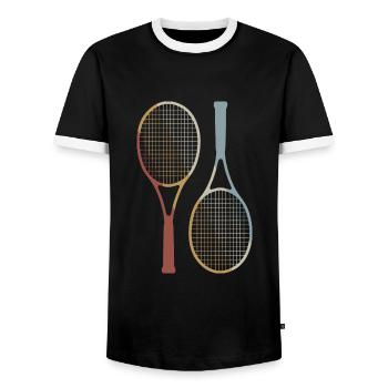 Tennis Retro Style Vintage - Männer Kontrast-T-Shirt - Schwarz/Weiß - Vorne - AI Model Female 172 light (172cm) & AI Model Male 178 light (178cm)