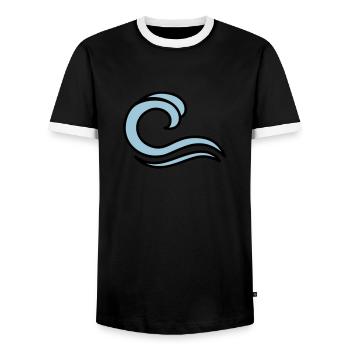 Wellen - Männer Kontrast-T-Shirt - Schwarz/Weiß - Vorne - AI Model Female 172 light (172cm) & AI Model Male 178 light (178cm)
