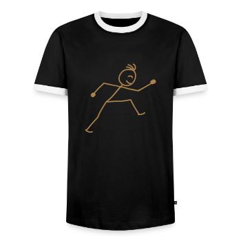 walking_stick_figure_1c - T-shirt contrasté Homme - noir/blanc - Devant - AI Model Female 172 light (172cm) & AI Model Male 178 light (178cm)