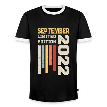 September 2022 Birthday Gift September 2022 - Men's Ringer Shirt - black/white - Front - AI Model Female 172 light (172cm) & AI Model Male 178 light (178cm)