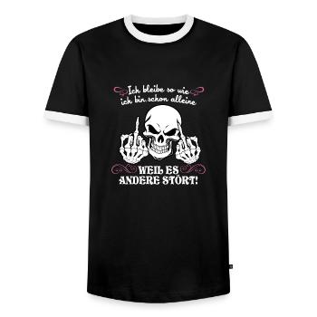Ich bleibe wie ich bin schon alleine weil... - Männer Kontrast-T-Shirt - Schwarz/Weiß - Vorne - AI Model Female 172 light (172cm) & AI Model Male 178 light (178cm)