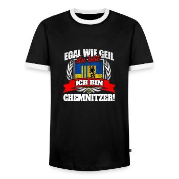 Chemnitzer Chemnitz Sächsisch Sachsen Geschenk - Männer Kontrast-T-Shirt - Schwarz/Weiß - Vorne - AI Model Female 172 light (172cm) & AI Model Male 178 light (178cm)
