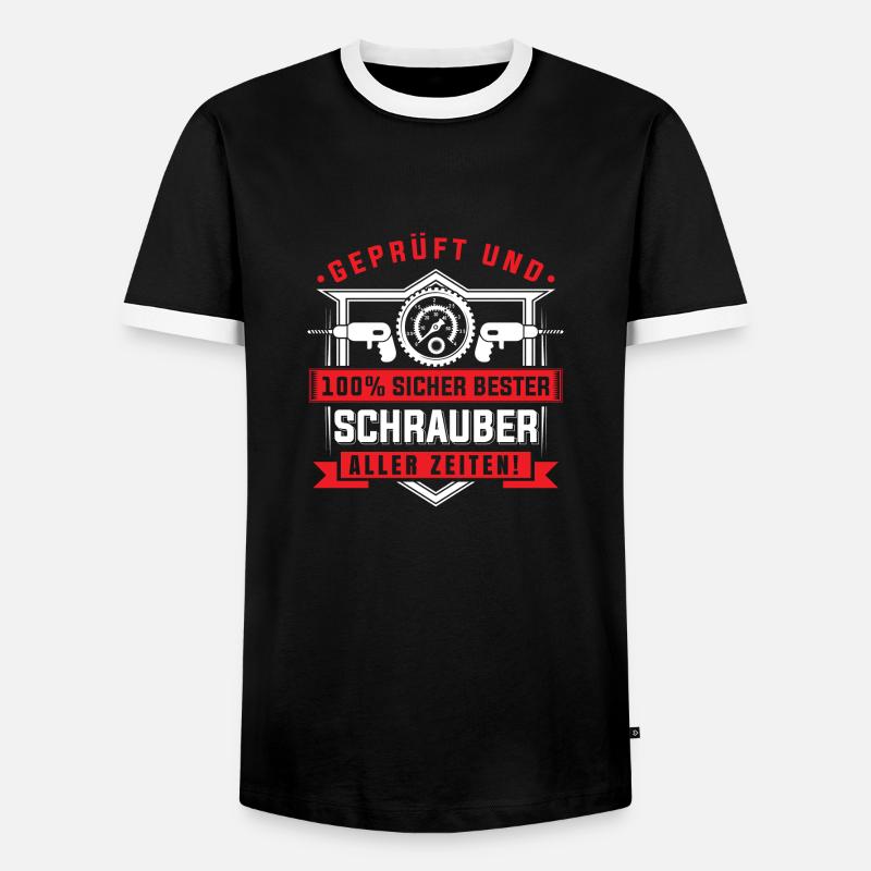 Geprüft bester Schrauber - Männer Kontrast-T-Shirt - Schwarz/Weiß