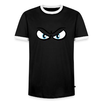 Augen böse gefährlich - Männer Kontrast-T-Shirt - Schwarz/Weiß - Vorne - AI Model Female 172 light (172cm) & AI Model Male 178 light (178cm)