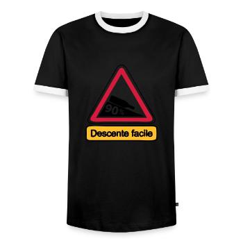 90 descente facile humour alcool - T-shirt contrasté Homme - noir/blanc - Devant - AI Model Female 172 light (172cm) & AI Model Male 178 light (178cm)