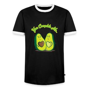 Avocado Love - You Complete Me - Couple Love - Men's Ringer Shirt - black/white - Front - AI Model Female 172 light (172cm) & AI Model Male 178 light (178cm)