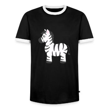 zebra - Men's Ringer Shirt - black/white - Front - AI Model Female 172 light (172cm) & AI Model Male 178 light (178cm)