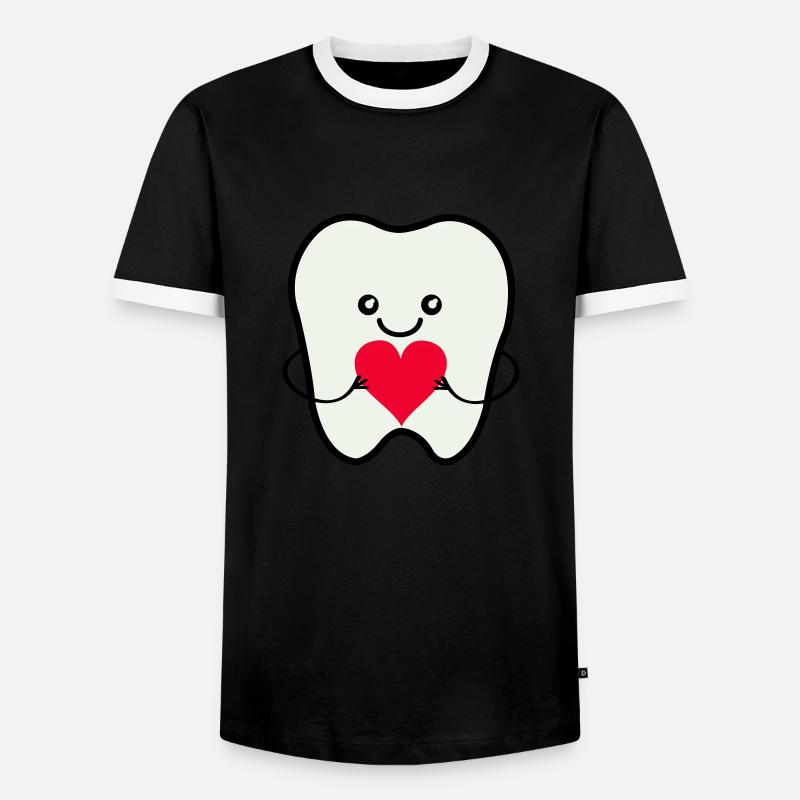 Tooth Smile Love - Men's Ringer Shirt - black/white